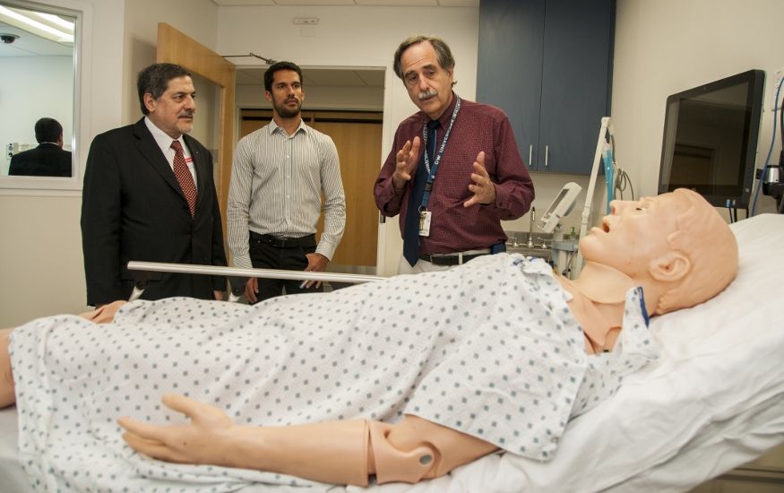 Dr. Blatt explains the training facilities at the SMHS Clinical Learning and Simulation Skills Center