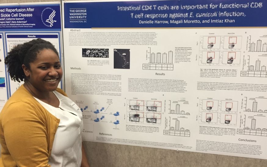 MITM postdocs and students presenting posters at the GWU 2015 Research days - Danielle Harrow (Khan lab)